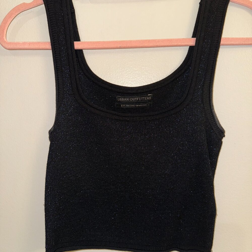 Urban Outfitters Black Sparkly Cropped Tank Size Small
